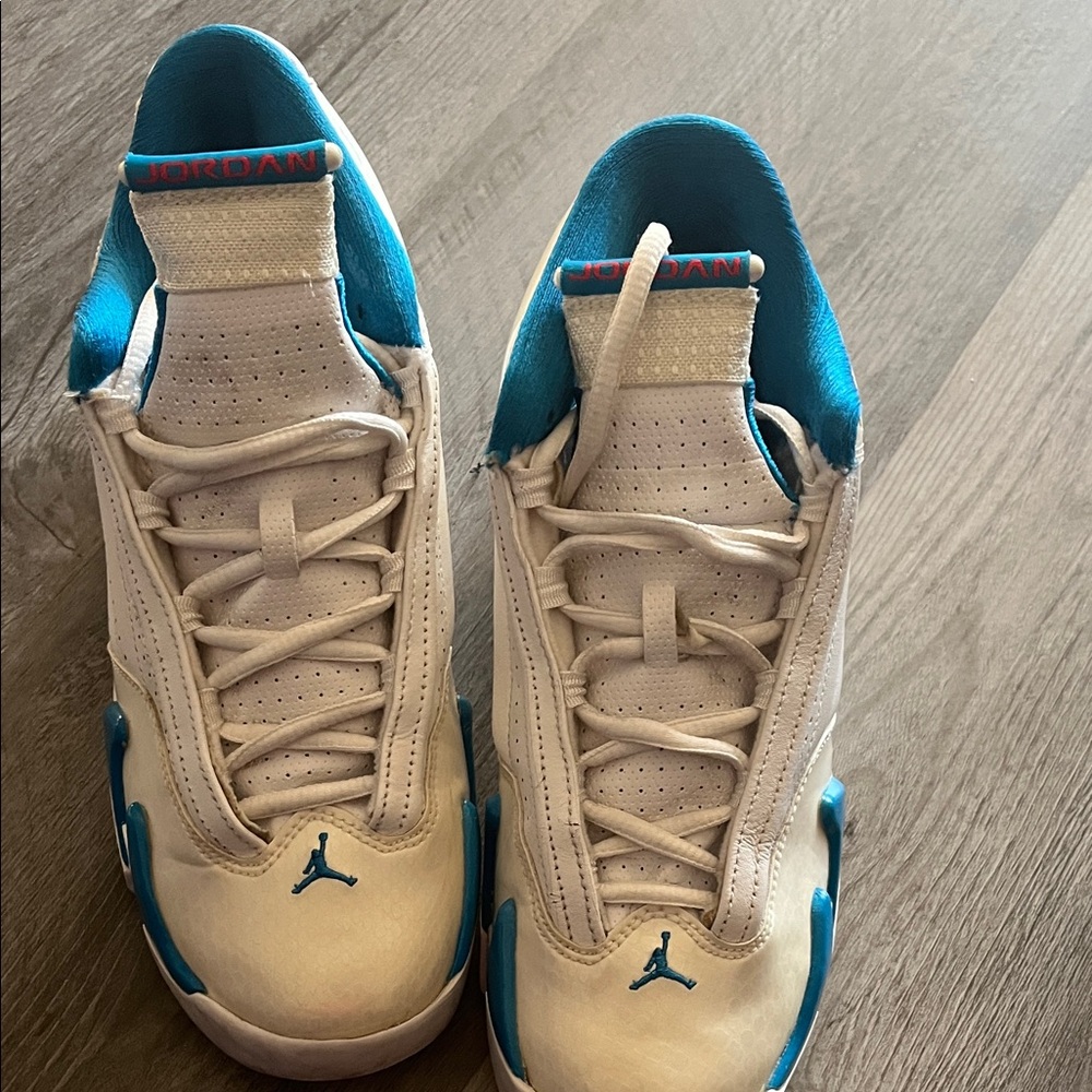 Nike Air Jordan 14 XIV White Blue Retro Sneakers Size 6